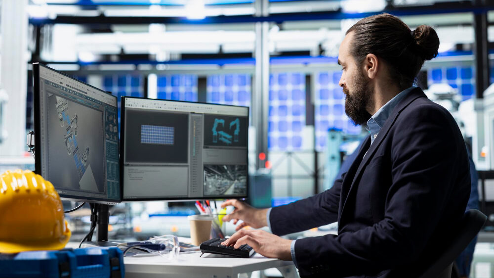 Ingeniero de ciberseguridad industrial auditando la red de control SCADA de una planta operativa